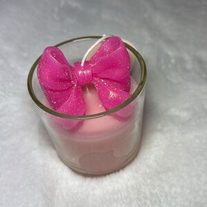 NEW Sincerely Jules Home Pink Glitter Bow Christmas 3D Candle